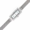 (WAT07) Rectangle Rhodium Plated Sterling Silver Watch With Mesh Band - 17x35mm