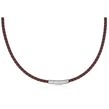 (4LNR10) 4mm Brown Leather Necklace With Matt Clip