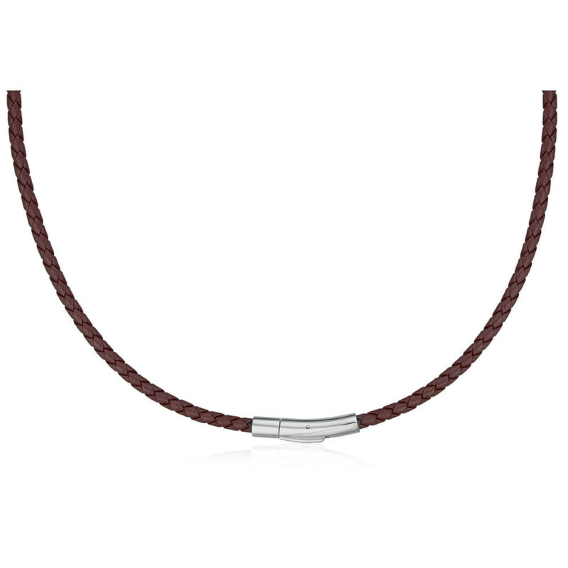 (4LNR10) 4mm Brown Leather Necklace With Matt Clip
