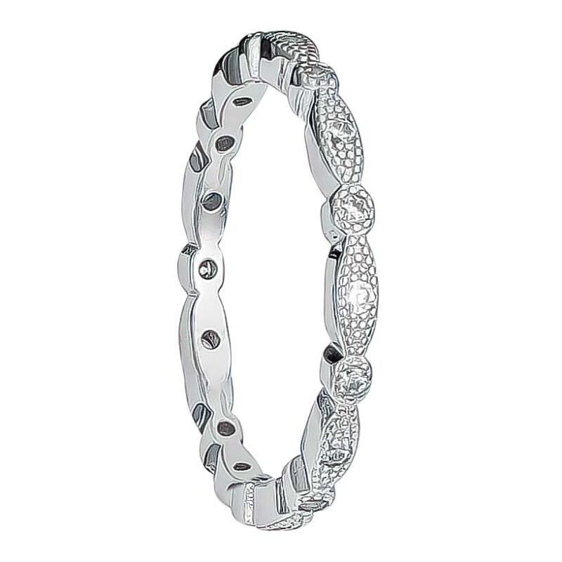 (R427) Rhodium Plated Sterling Silver CZ Ring