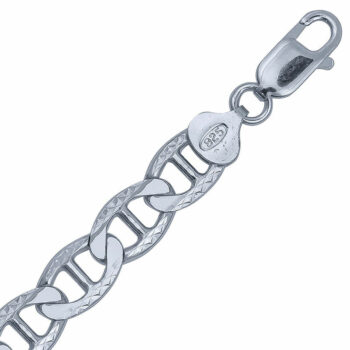 (ANC200D) 9mm Italian Rhodium Plated Sterling Silver Anchor Chain