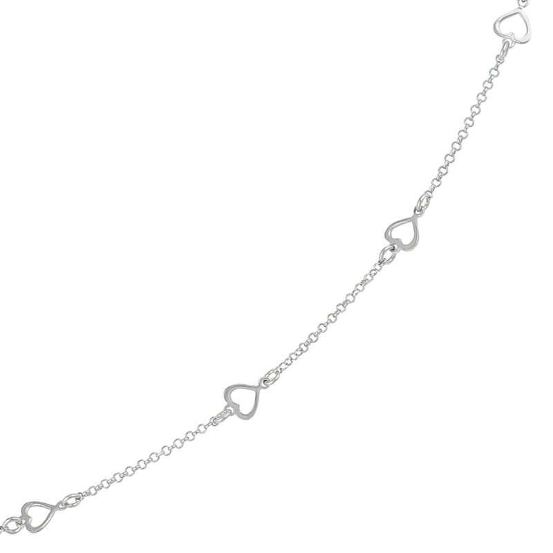 (ANK006) Rhodium Plated Sterling Silver Anklet - 25.4cm