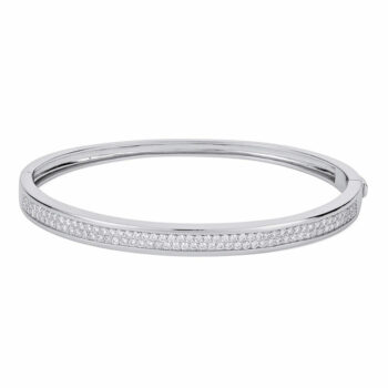 (BAN036) 5mm Rhodium Plated Sterling Silver Bangle - 64x55mm