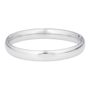 (BAN060) Rhodium Plated Sterling Silver Plain Bangle - Hollow (10mm Thickness