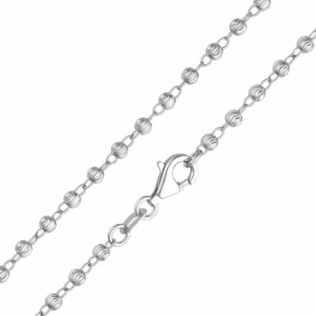 (BCM03) 2mm Rhodium Plated Sterling Silver Bead Chain