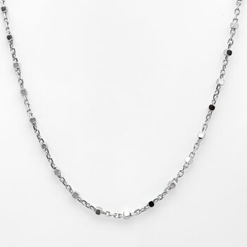 (BEA01) 1.2mm Rhodium Plated Sterling Silver Diamond Cut Flat Bead Chain - 45cm