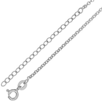 (BEL001) 1.6mm Rhodium Plated Sterling Silver Belcher Chain with 45+5cm Extension