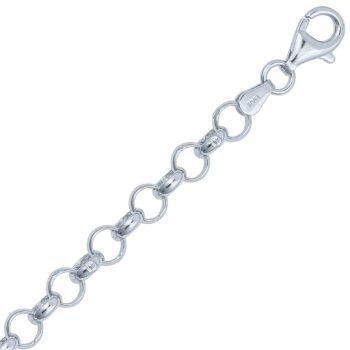 (BEL010) 5.1mm Italian Rhodium Plated Sterling Silver Belcher Chain