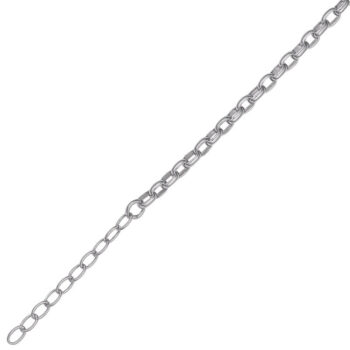 (BELV080) 3mm Rhodium Plated Sterling Silver Oval Rolo Belcher Chain