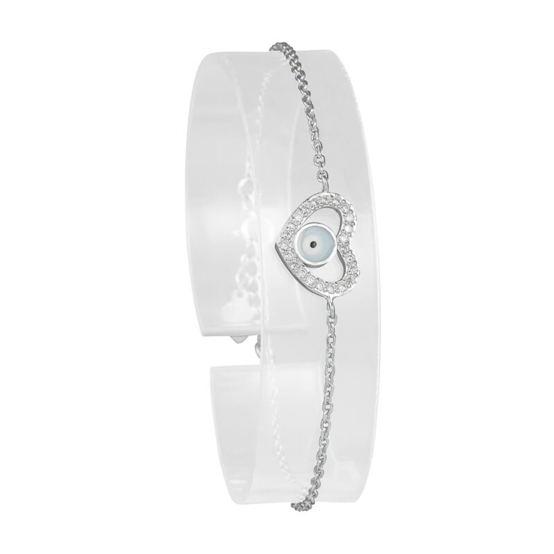 (BR207) Rhodium Plated Sterling Silver Bracelet With CZ