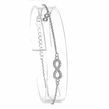 (BR321) Rhodium Plated Sterling Silver Infinity CZ Bracelet