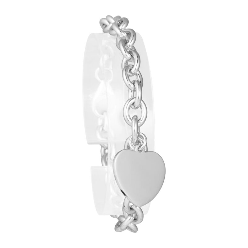 (BR338) Rhodium Plated Sterling Silver Heart CZ Bracelet