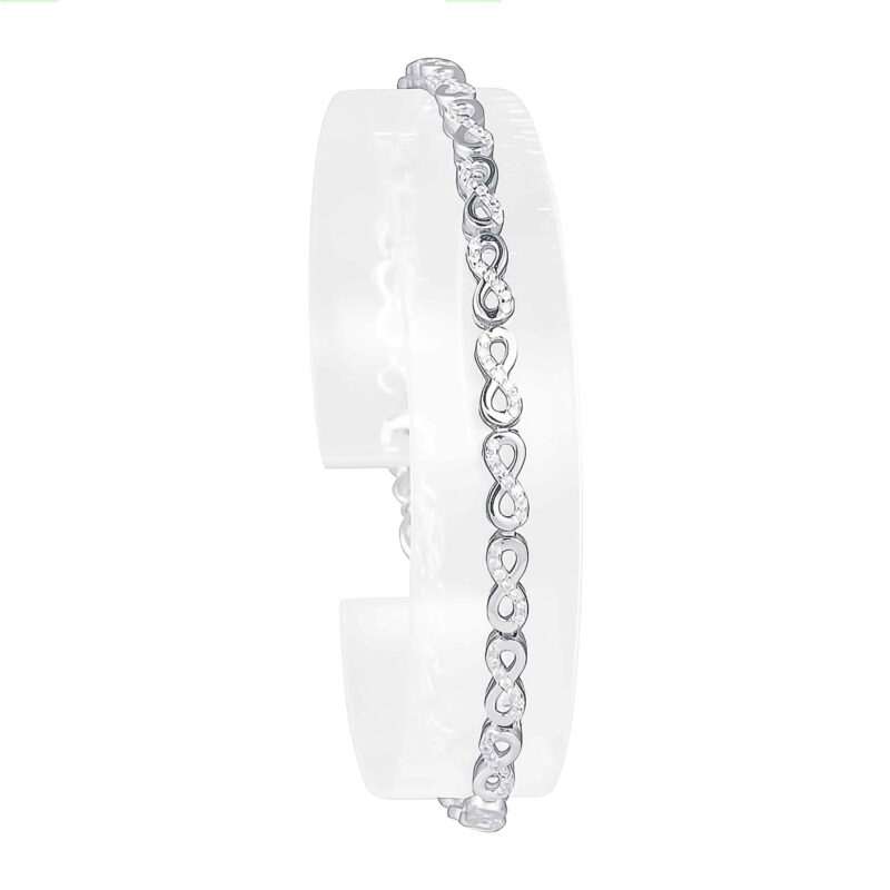 (BR366) Rhodium Plated Sterling Silver Infinity CZ Bracelet