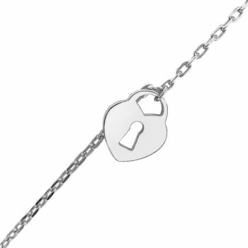 (BR426) Rhodium Plated Sterling Silver Heart Bracelet