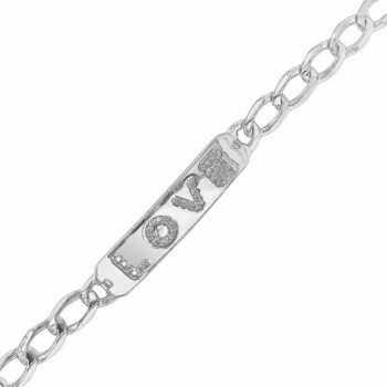 (BR429) Rhodium Plated Sterling Silver CZ Bracelet