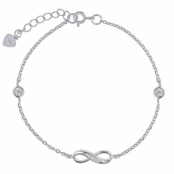 (BR443) Rhodium Plated Sterling Silver CZ Anklet