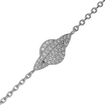 (BR531) Rhodium Plated Sterling Silver Planet CZ Bracelet