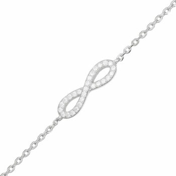 (BR548) Rhodium Plated Sterling Silver Infinity CZ Bracelet