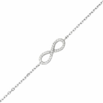 (BR555) Rhodium Plated Sterling Silver Infinity Bracelet with CZ Bracelet