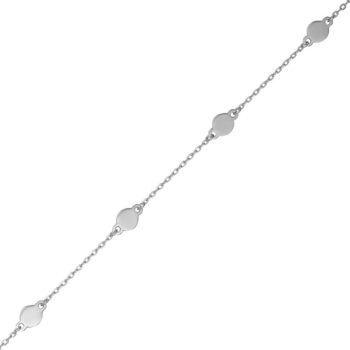 (BR580) Rhodium Plated Sterling Silver Engraveable Rectangle ID Plate Bracelet