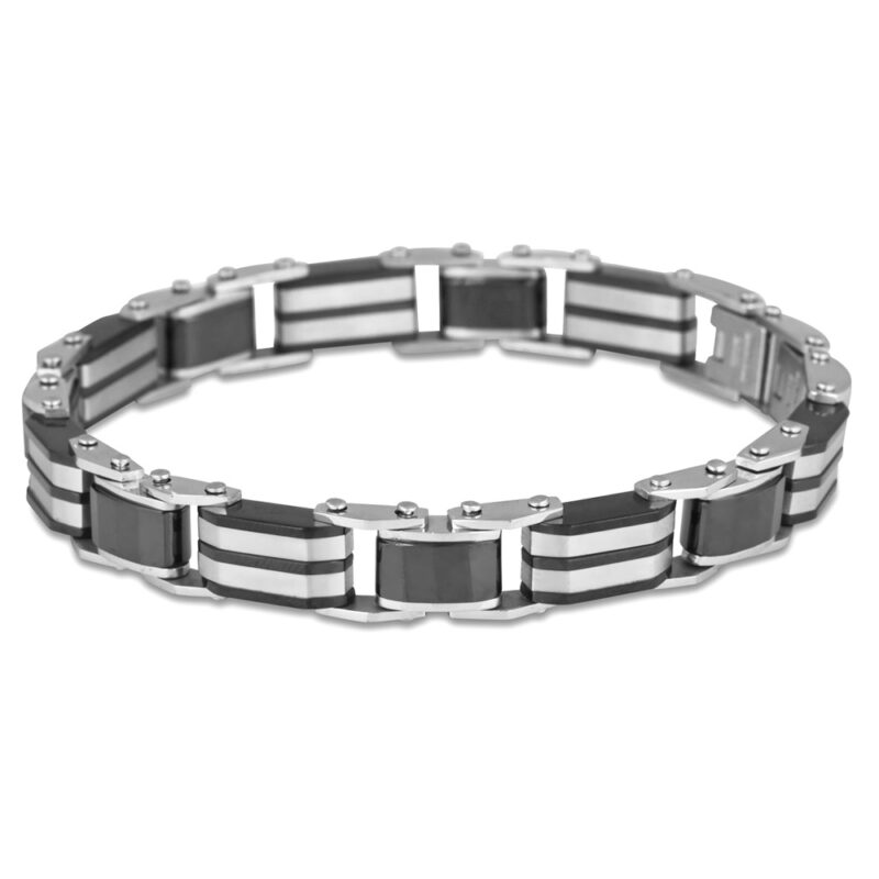 (CEB007) 7mm Ceramic and Stainless Steel Bracelet - 20cm