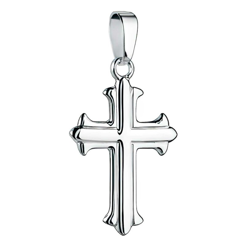 (CR148) Rhodium Plated Sterling Silver Cross Pendant Cross Pendant - 32x16mm