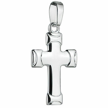 (CR149) Rhodium Plated Sterling Silver Cross Pendant - 31x15mm