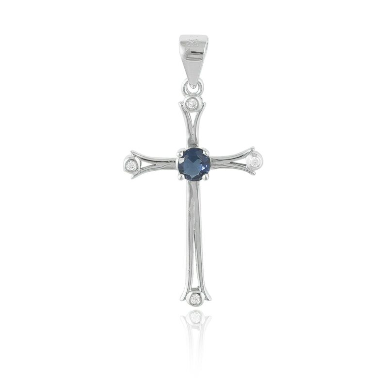 (CR173) Rhodium Plated Sterling Silver Cross