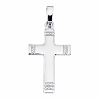 (CR180) Rhodium Plated Sterling Silver Cross Pendant - 16x26mm