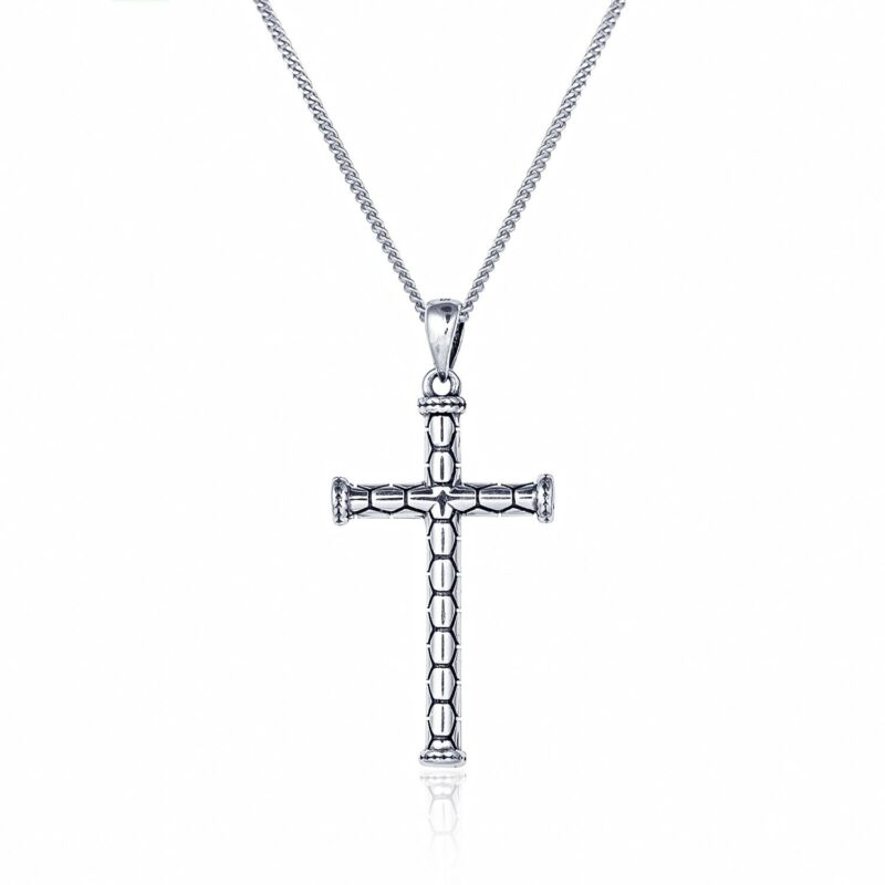 (CR275) Rhodium Plated Sterling Silver Cross Pendant