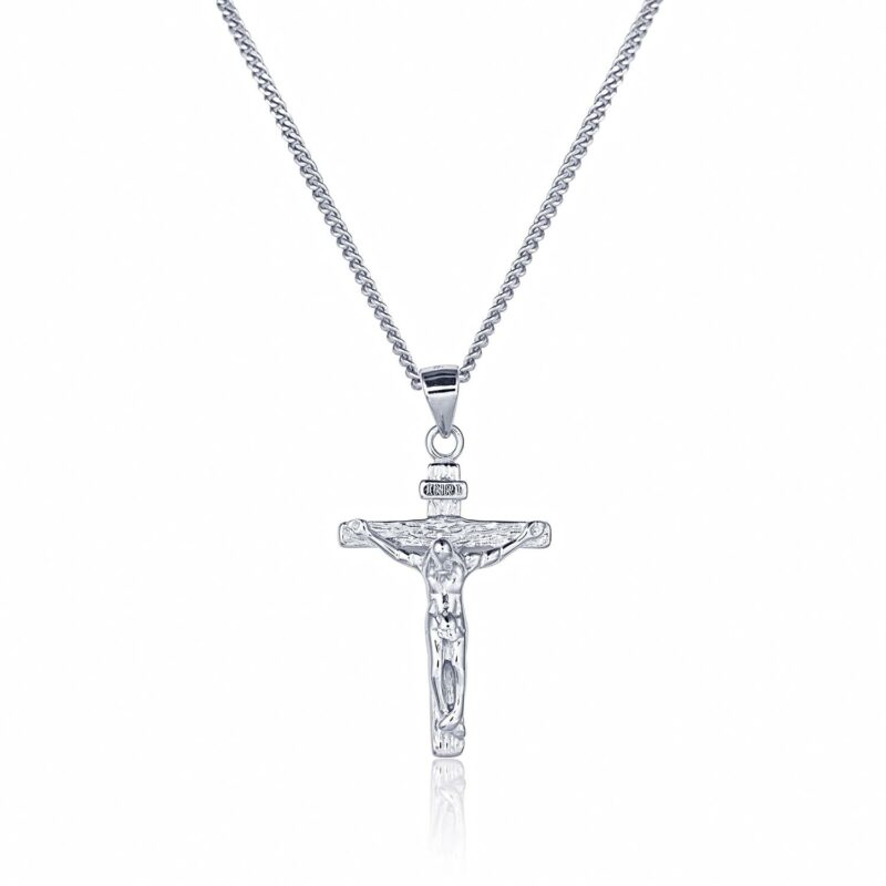 (CR286) Rhodium Plated Sterling Silver Cross Pendant