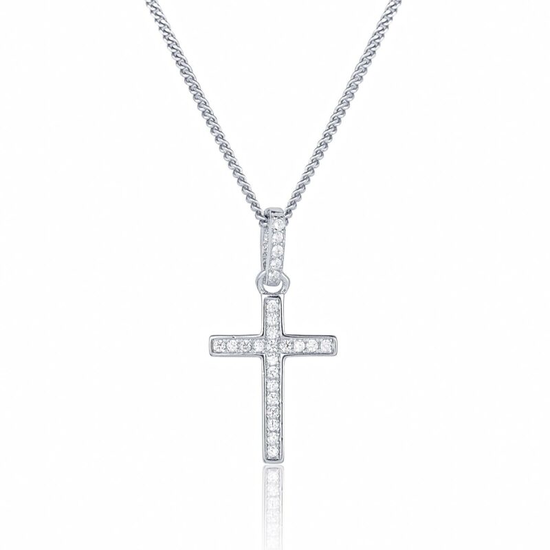 (CR292) Rhodium Plated Sterling Silver Infinity Cross Pendant
