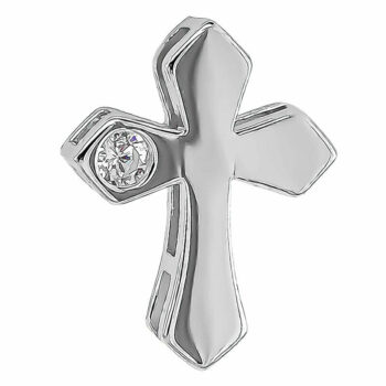 (CR310) Rhodium Plated Sterling Silver CZ Cross CZ Pendant