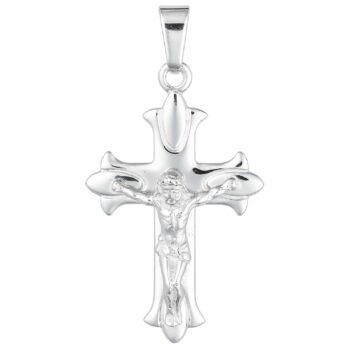 (CR323) Rhodium Plated Sterling Silver Cross Pendant