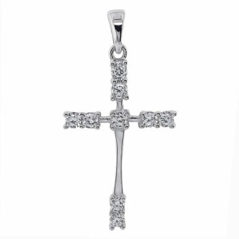 (CR340) Rhodium Plated Sterling Silver CZ Pendant