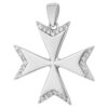 (CR341) Rhodium Plated Sterling Silver Maltese CZ Pendant