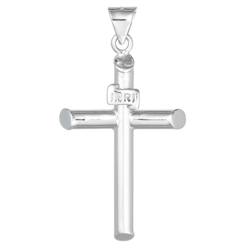 (CR359) Rhodium Plated Sterling Silver Cross Pendant (20x30mm