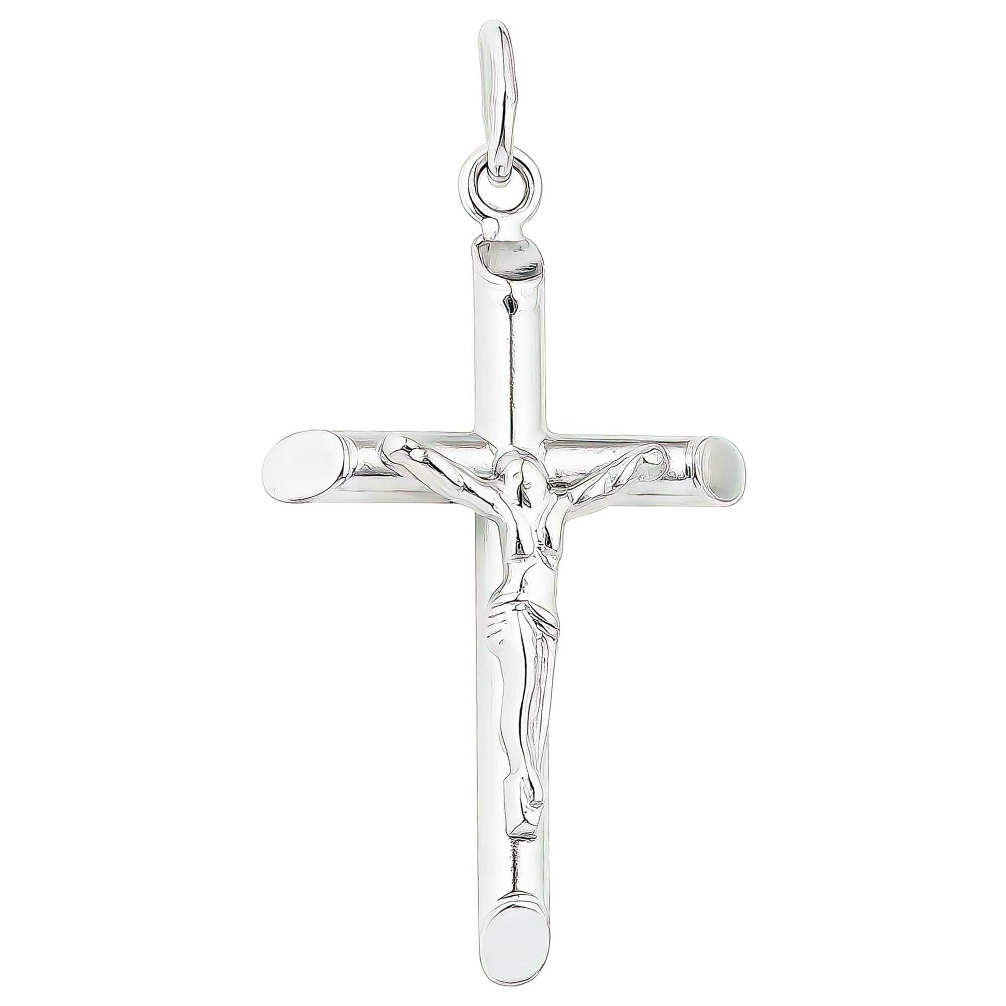 (CR361) Rhodium Plated Sterling Silver Crucifix Pendant - 17x22mm - TJD ...