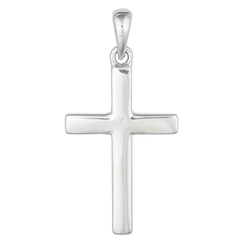 (CR396) Rhodium Plated Sterling Silver Cross
