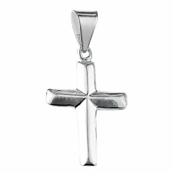 (CR412) Rhodium Plated Sterling Silver Cross Pendant