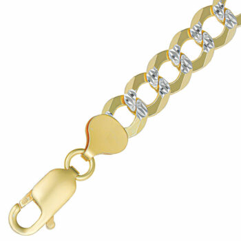 (CUF21D250) 8.1mm Gold Plated Sterling Silver One Sided Diamond Cut Flat Curb Chain