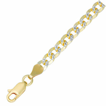 (CUF2D100) 4.1mm Gold Plated Sterling Silver Two Sided Diamond Cut Flat Curb Chain