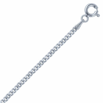 (CUR060) 2.1mm Italian Rhodium Plated Sterling Silver Plain Curb Chain