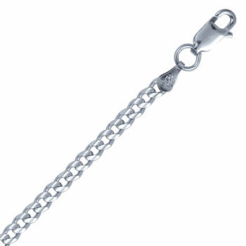(CUR080C) 3.2mm Italian Rhodium Plated Sterling Silver Concave Curb Chain