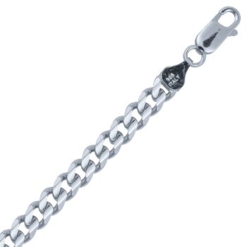 (CUR140C) 5.2mm Italian Rhodium Plated Sterling Silver Concave Curb Chain