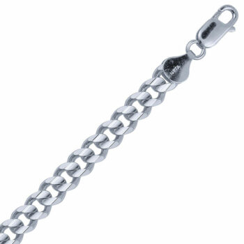 (CUR160C) 6mm Italian Rhodium Plated Sterling Silver Concave Curb Chain
