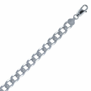 (CUR180) 6.4mm Italian Rhodium Plated Sterling Silver Plain Curb Chain