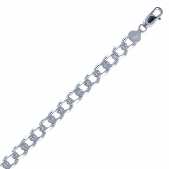 (CUR220) 8.5mm Italian Rhodium Plated Sterling Silver Plain Curb Chain
