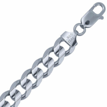 (CUR250C) 9mm Italian Rhodium Plated Sterling Silver Concave Curb Chain
