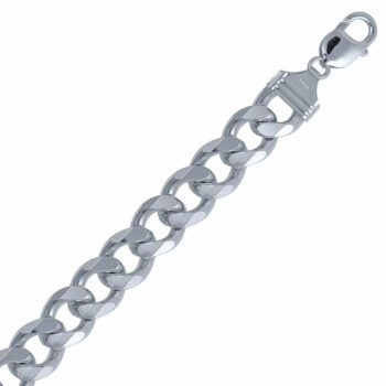 (CUR350) 13.5mm Italian Rhodium Plated Sterling Silver Plain Curb Chain